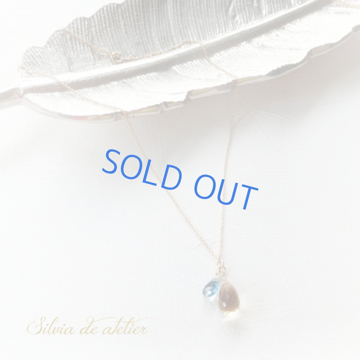 画像3:  大粒シャンパンクォーツ　ブリオレットドロップ　＆ロンドンブルートパーズ　14kgfネックレス (3)