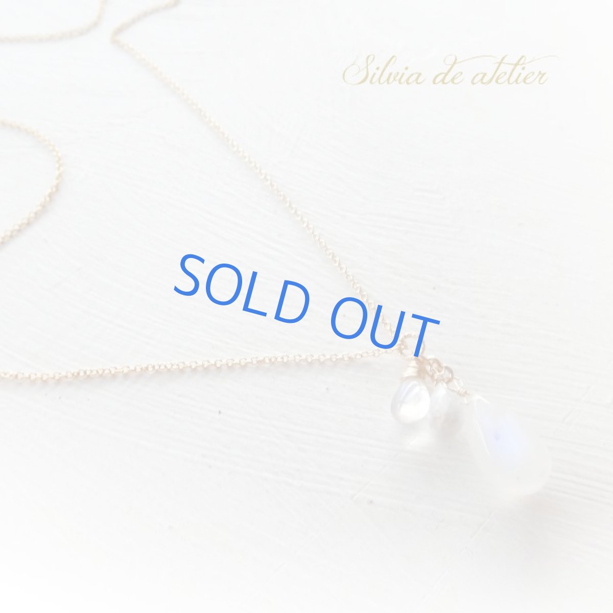 画像5:  大粒レインボームーンストーン＆ホワイトサファイア　14kgfネックレス (5)