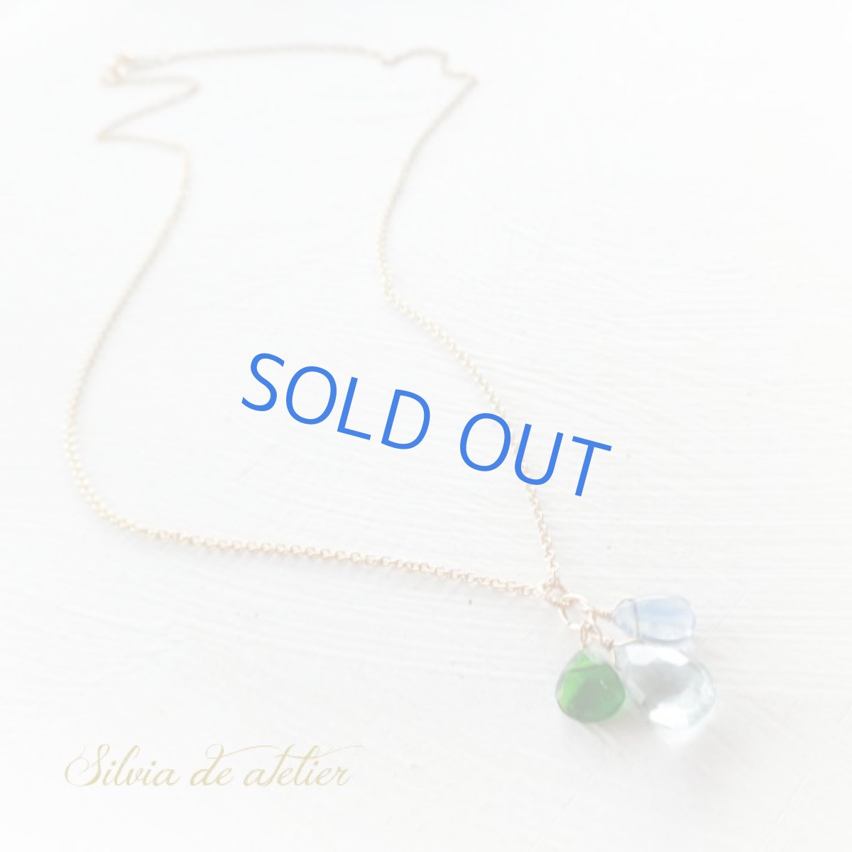 画像3:  アクアマリン＆カイヤナイト＆クロムダイオプサイト　14kgfネックレス (3)