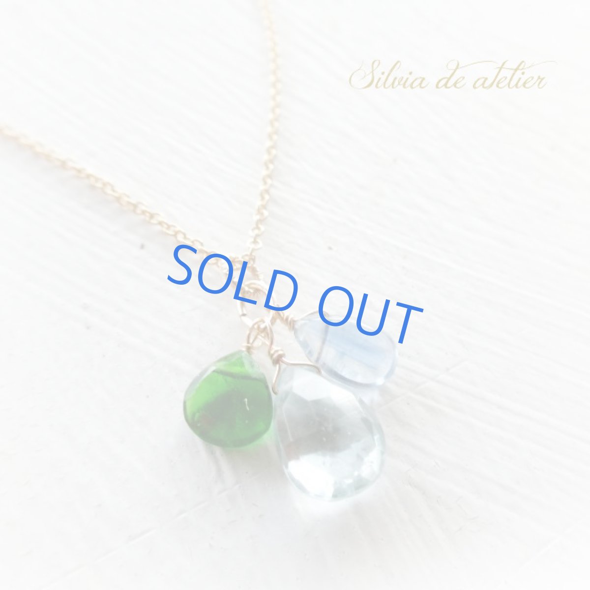 画像2:  アクアマリン＆カイヤナイト＆クロムダイオプサイト　14kgfネックレス (2)