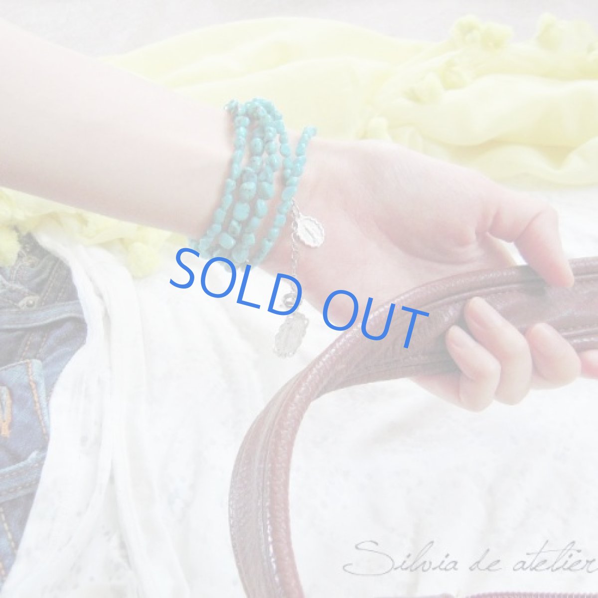 画像5: ロザリオ風　4way　天然　ブルーグリーンターコイズ　フランス製デッドストックメダイチャーム　ネックレス (5)