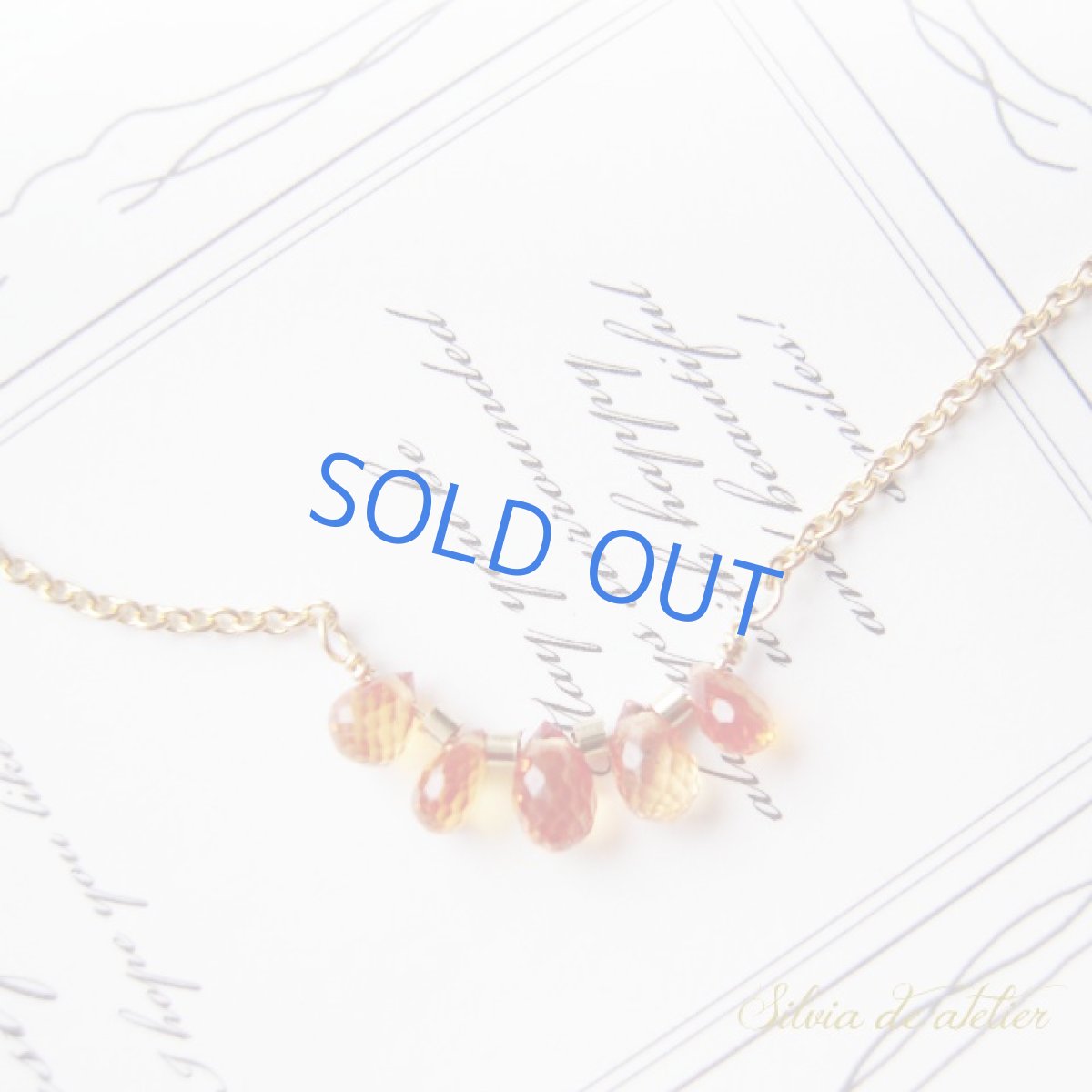 画像2: １点もの　オレンジA　宝石質サファイア　ラインドロップ　14kgfネックレス　 (2)