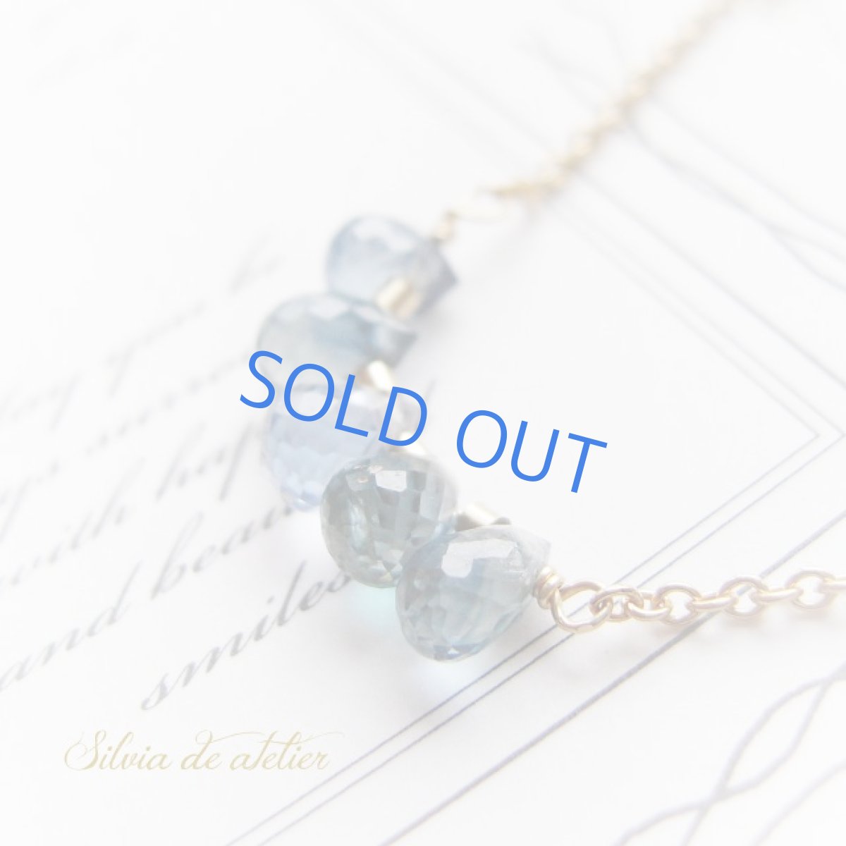 画像6: １点もの　ブルーグリーンB　宝石質サファイア　ラインドロップ　14kgfネックレス　 (6)