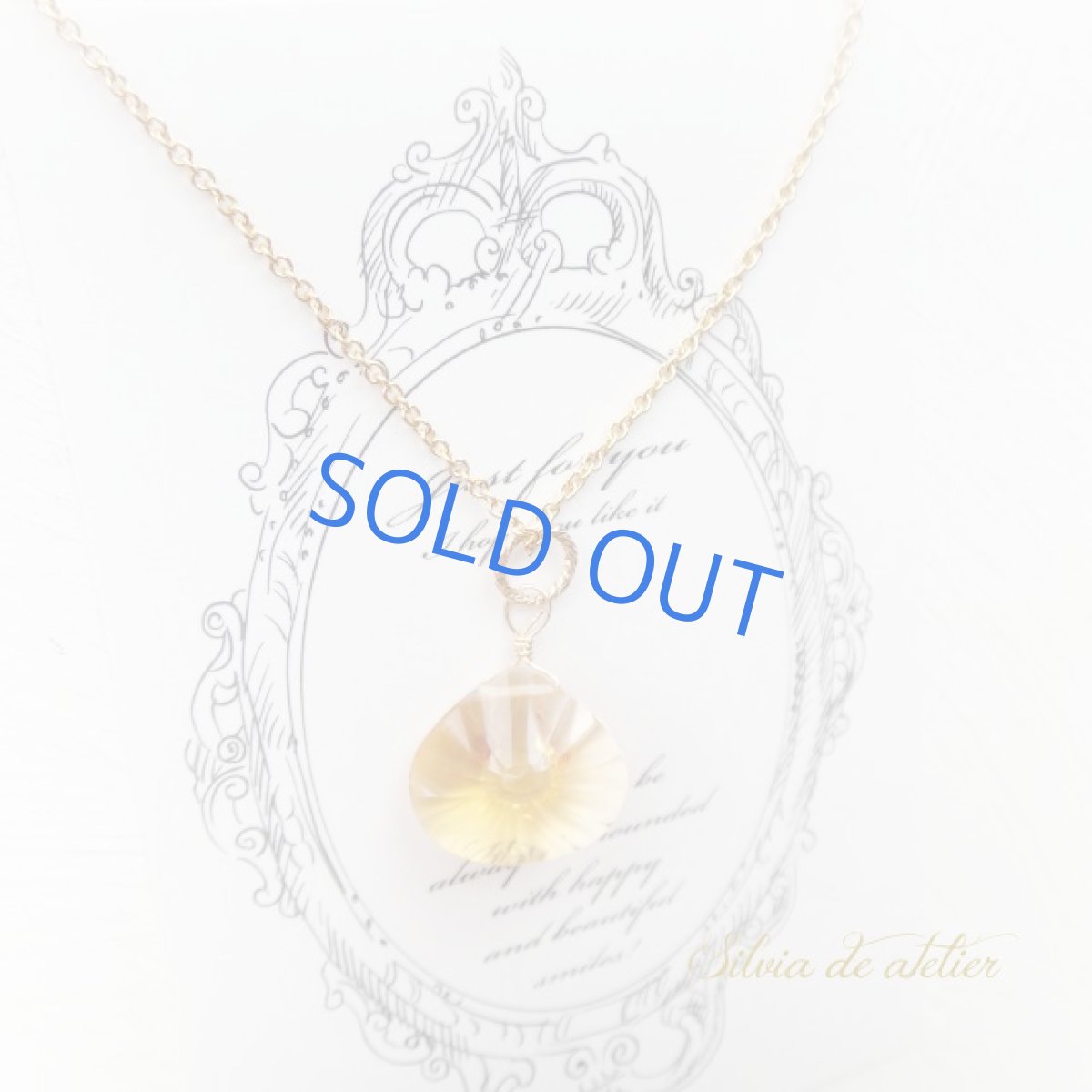 画像2: １点もの　ゴールデンシトリン　コンケーブカット　14kgfネックレス (2)