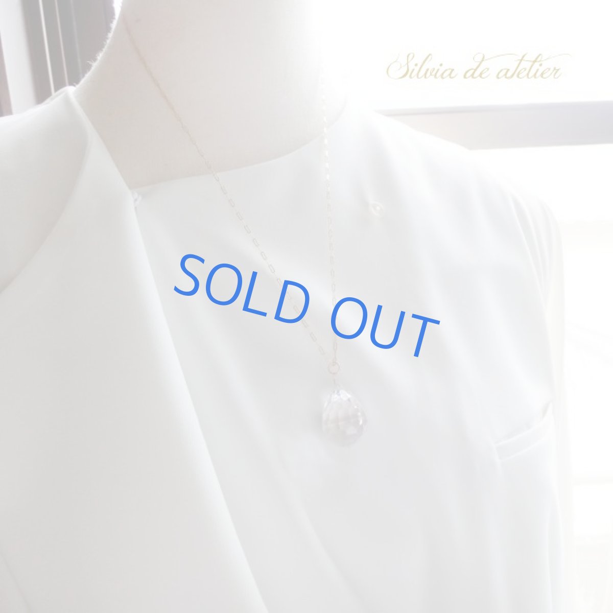 画像4:  １点もの　ガネーシュヒマール産ヒマラヤ水晶　超大粒　ドロップ　ウェーブチェーン14kgfネックレス (4)