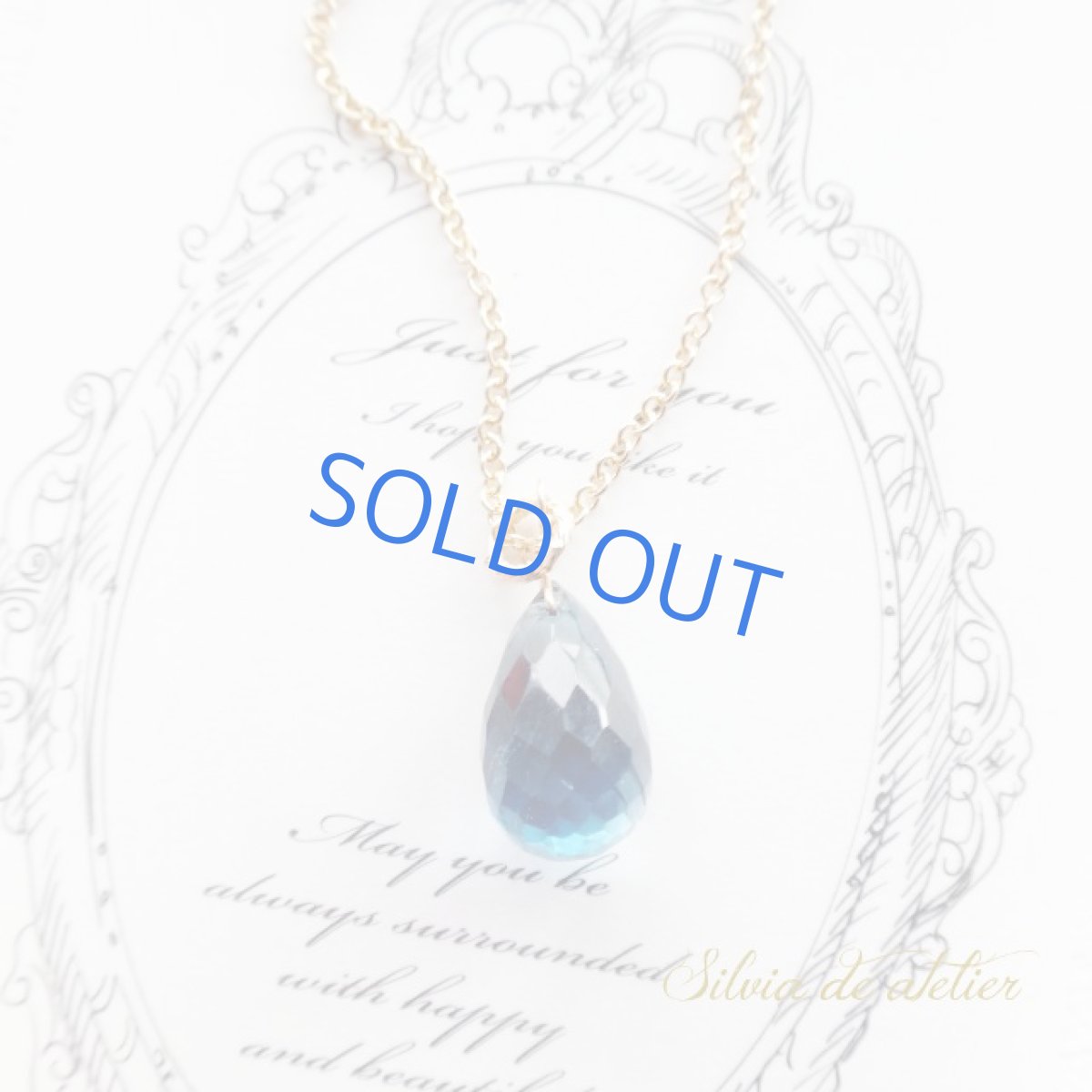 画像2: ４Aランク！M~Lサイズ　ロンドンブルートパーズ　ブリオレットドロップ　一粒　サージカルステンレスネックレス (2)