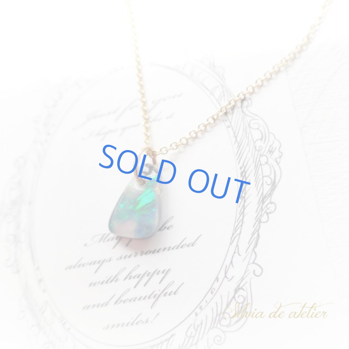 画像4: <グリーン遊色マーブル＞１点もの　オーストラリア産　ブラック　オパール　タブレット　14kgfネックレス (4)