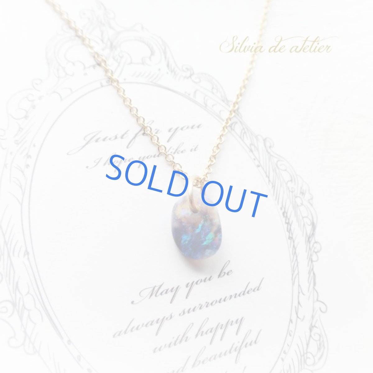 画像5: <ブルーグリーン遊色＞１点もの　オーストラリア産　ブラック　オパール　タブレット　14kgfネックレス (5)