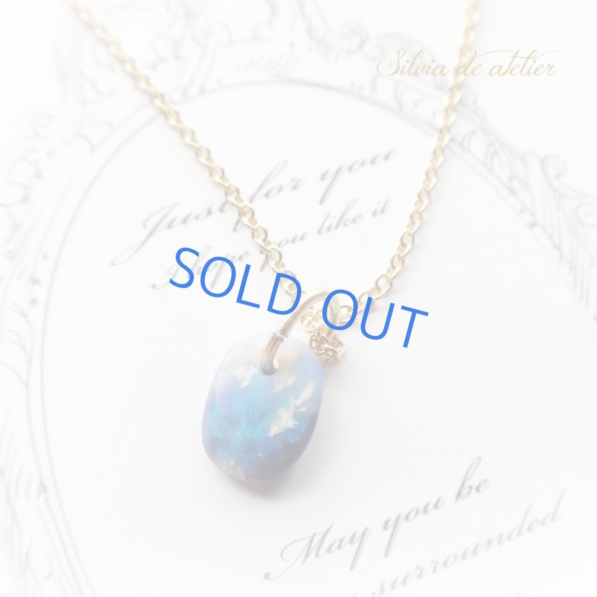 画像2: <ブルーグリーン遊色＞１点もの　オーストラリア産　ブラック　オパール　タブレット　14kgfネックレス (2)