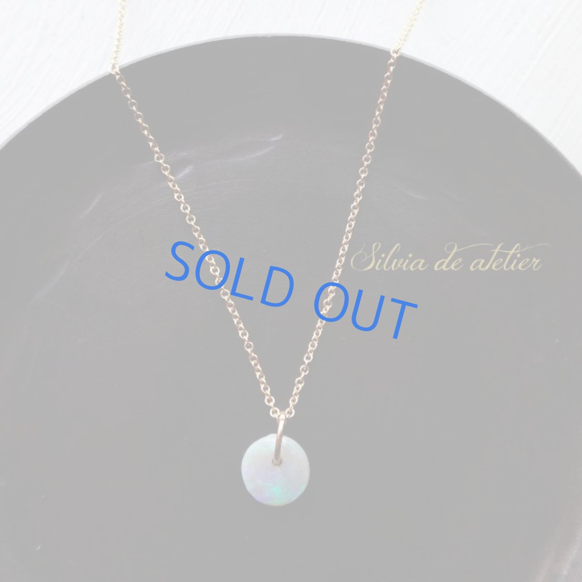 画像2: <訳あり・ライトグレー＞１点もの　オーストラリア産　ブラック　オパール　タブレット　14kgfネックレス (2)