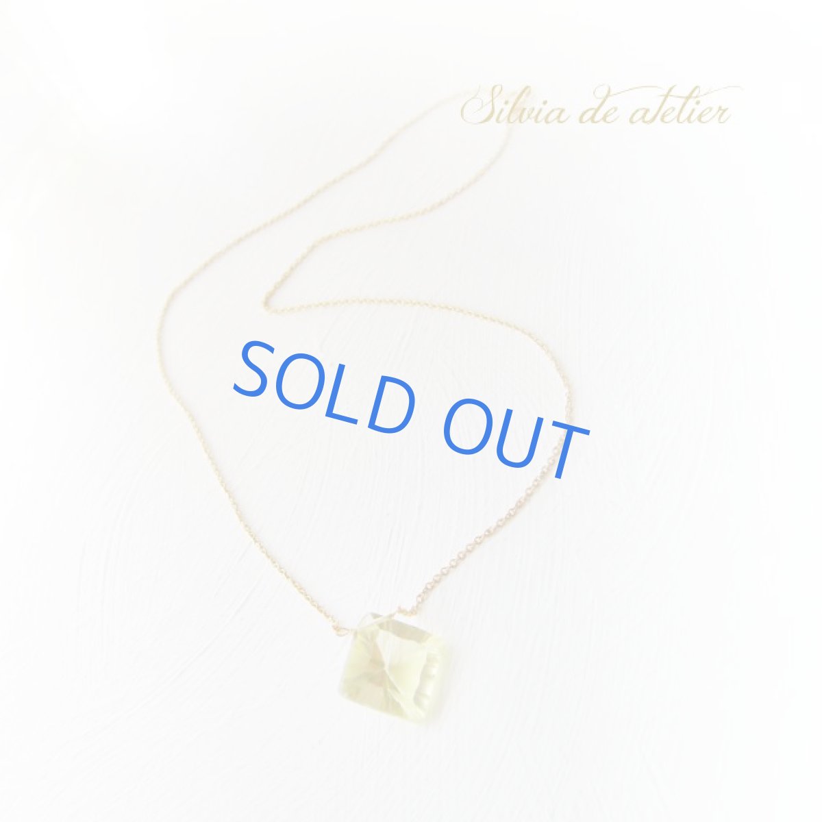 画像4:  超大粒　オロヴェルデ　スクエア　コンケーブカットジェム　　14kgfネックレス (4)