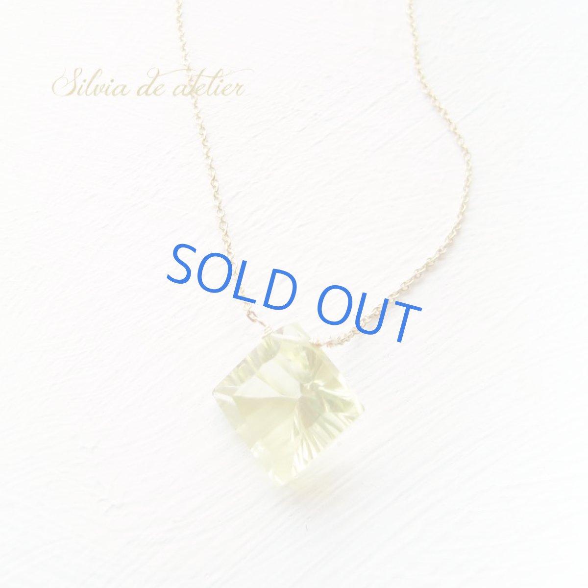 画像3:  超大粒　オロヴェルデ　スクエア　コンケーブカットジェム　　14kgfネックレス (3)