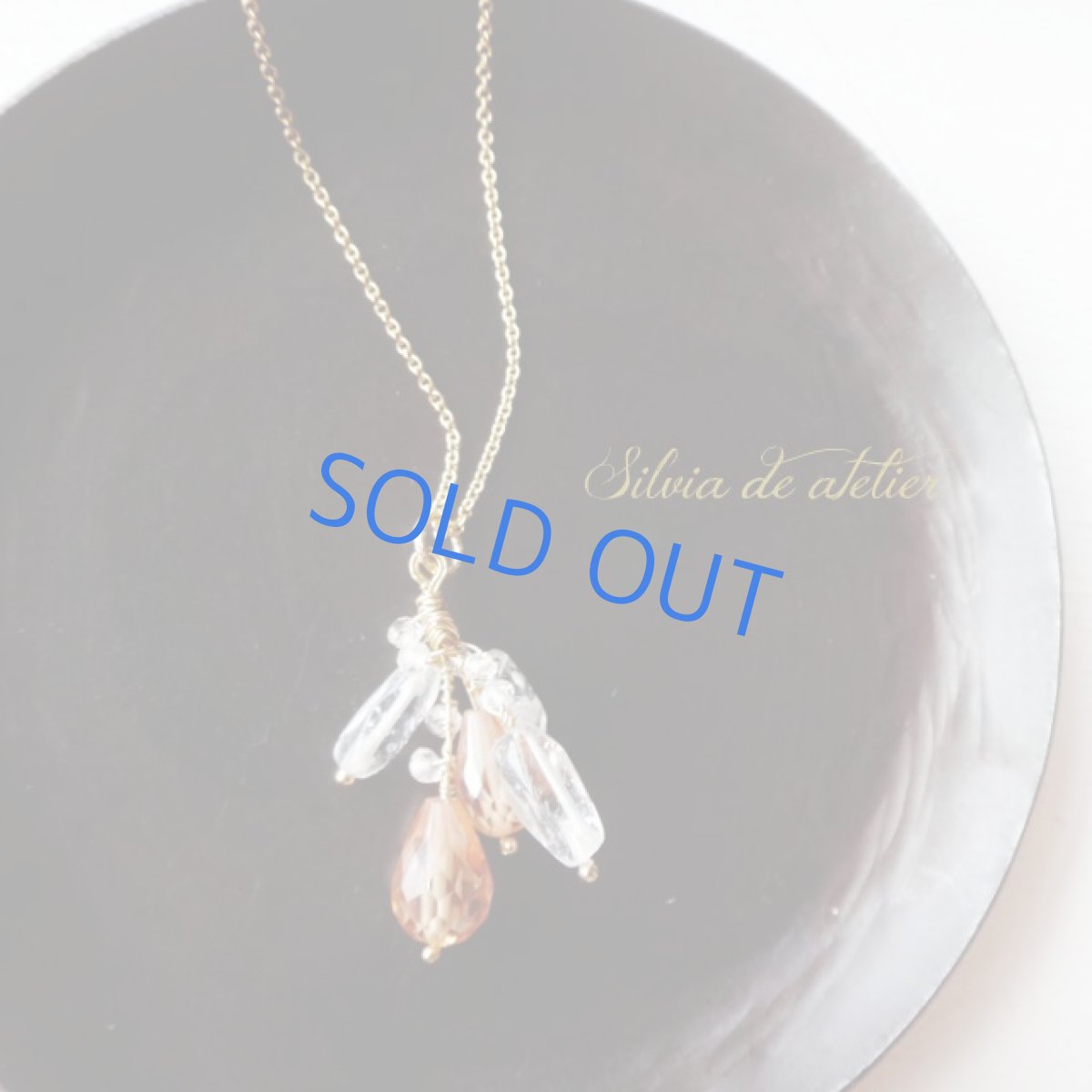 画像3:  ジルコニアクォーツ＆クリスタル　ブーケ　14kgfネックレス　約50cm (3)