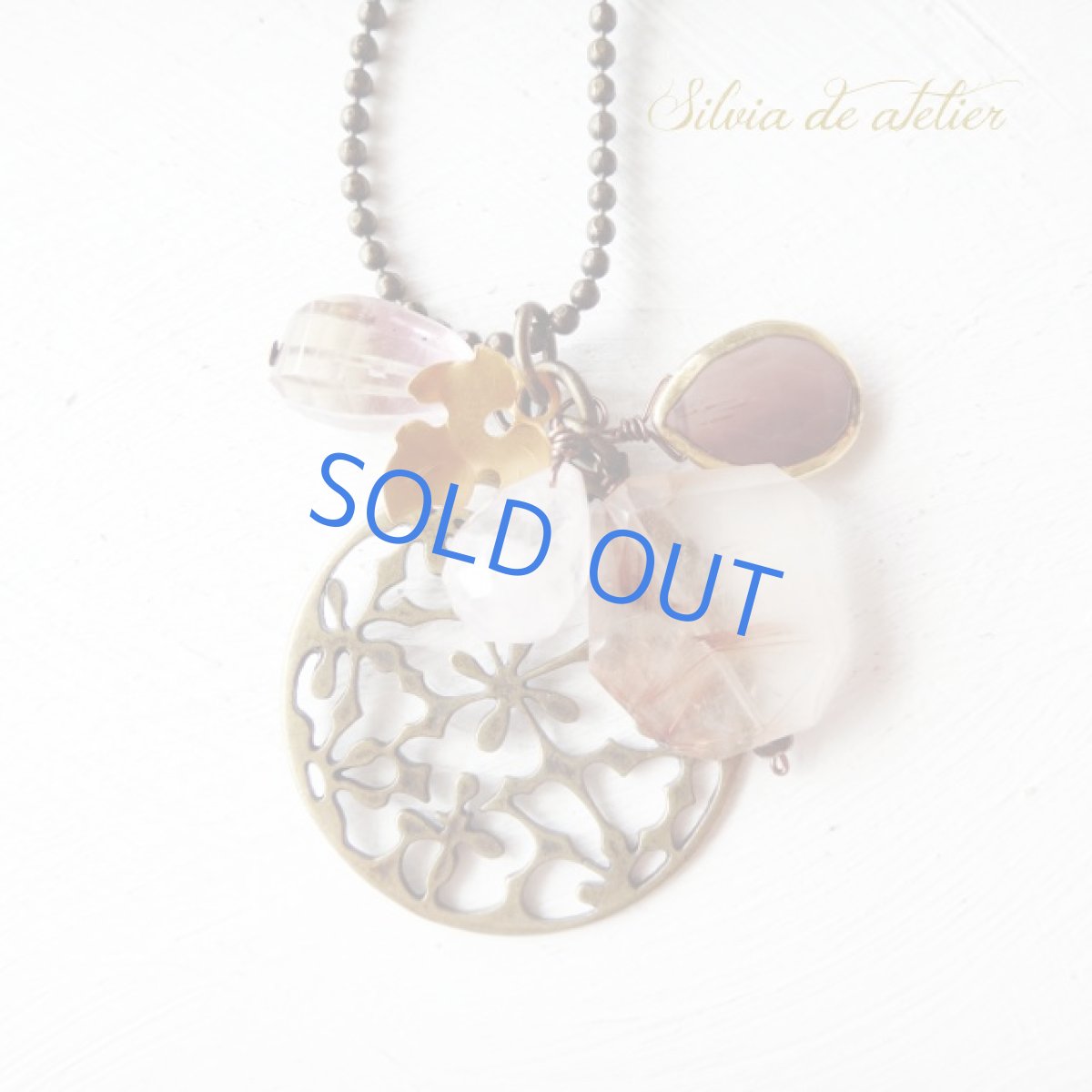 画像5:  アンティークゴールドチャーム　アメトリン他タンブル　ロングネックレス　 (5)