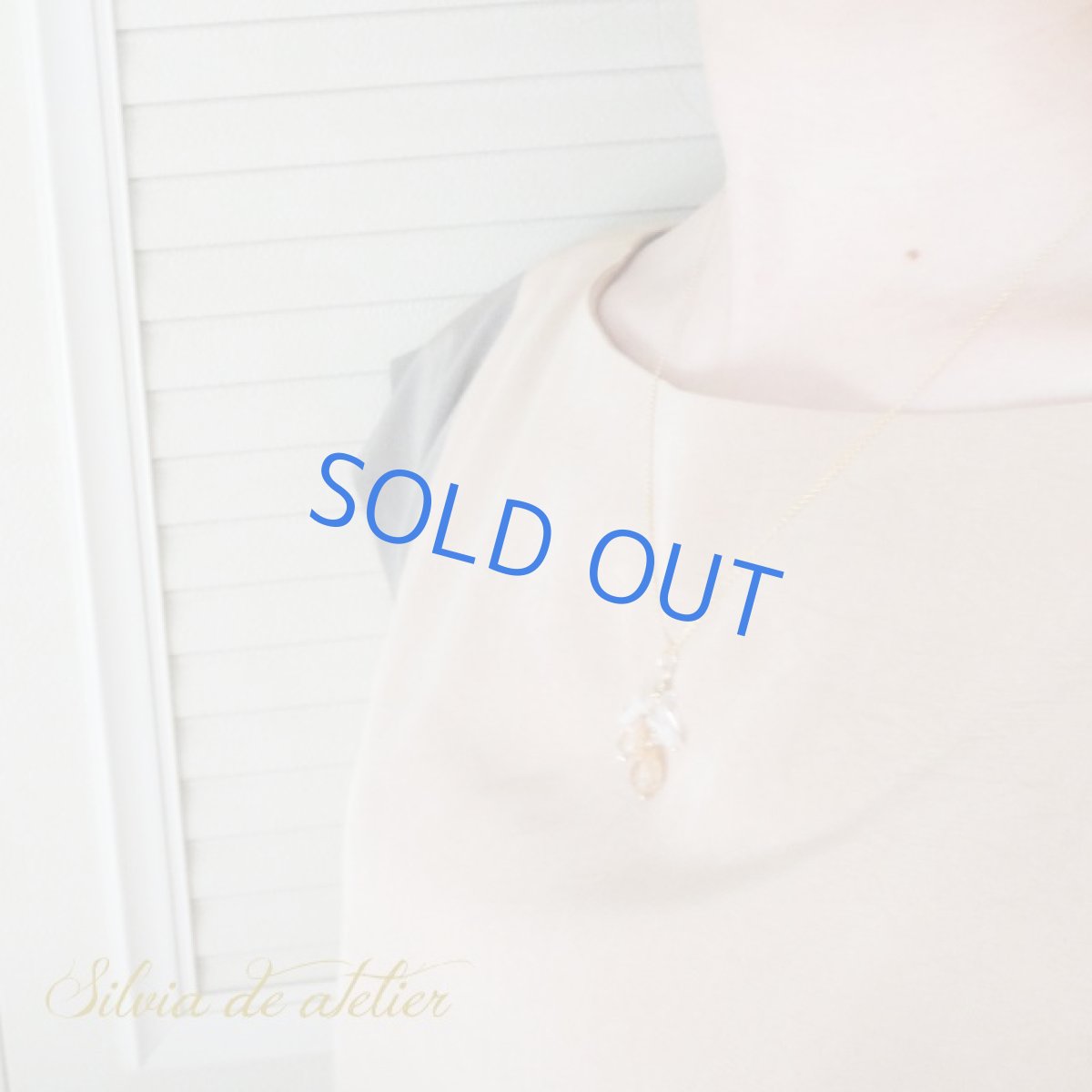 画像2:  ジルコニアクォーツ＆クリスタル　ブーケ　14kgfネックレス　約50cm (2)