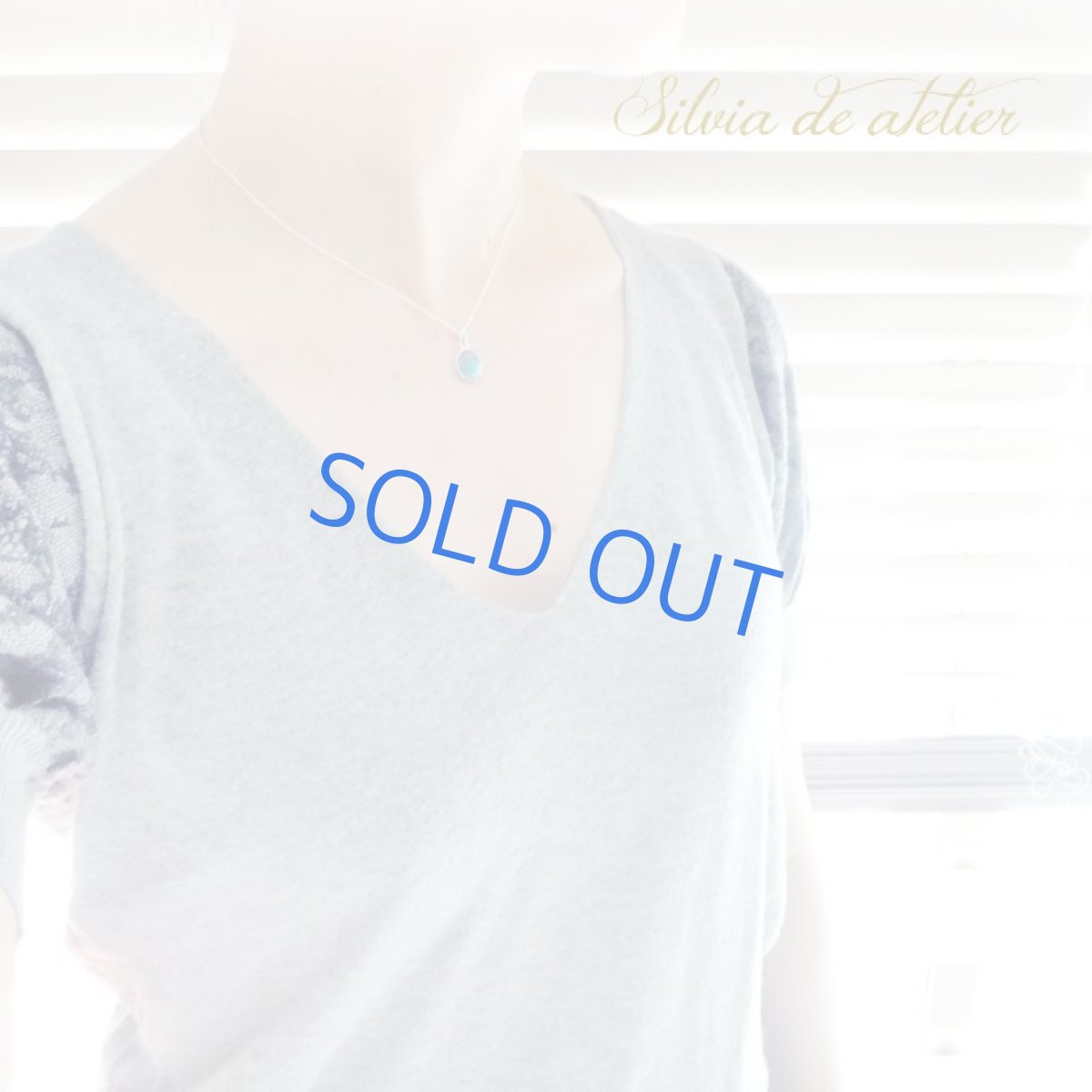 画像2: ＜残り1＞クリソコラ　silver925　カボションネックレス (2)