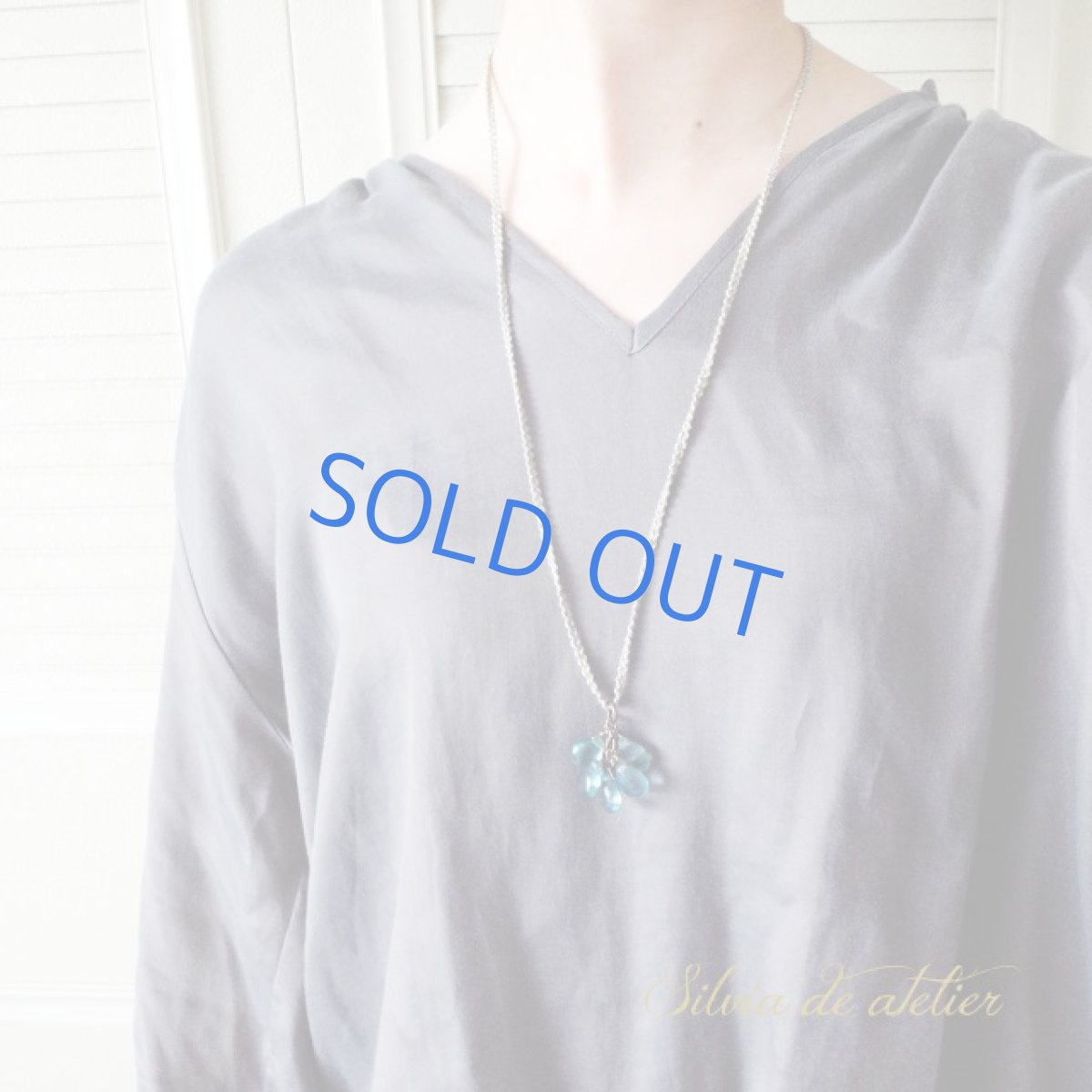 画像7: ブルーグリーンフローライト　タッセル　コードロングネックレス (7)