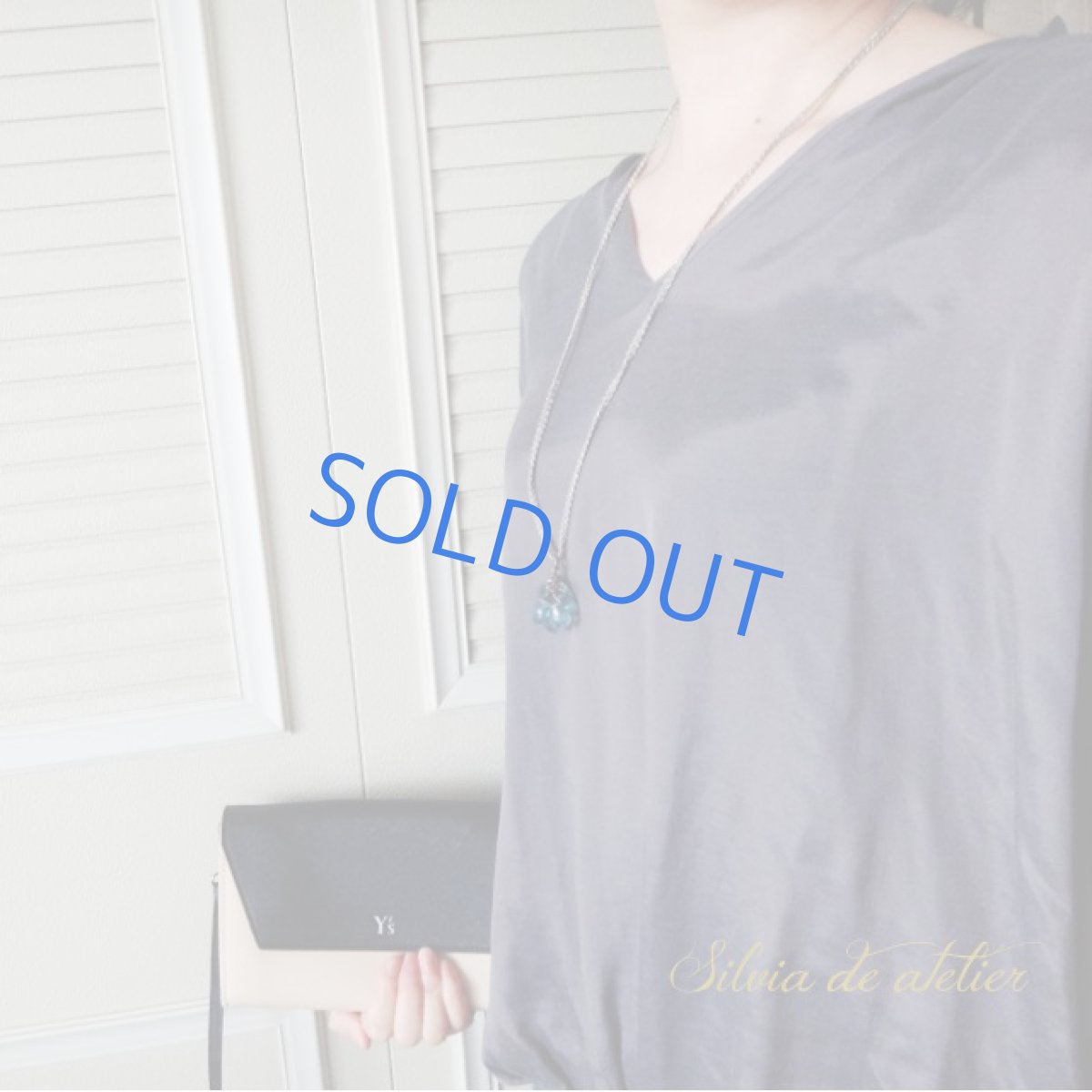 画像2: ブルーグリーンフローライト　タッセル　コードロングネックレス (2)