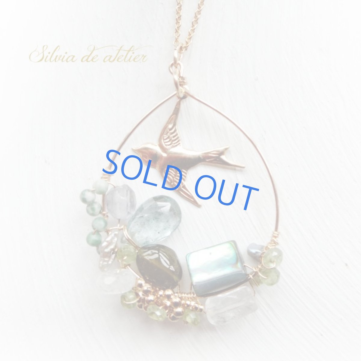 画像2: ＜1点もの＞天然石フレーム　バードケージ　約50cm14kgfネックレス (2)