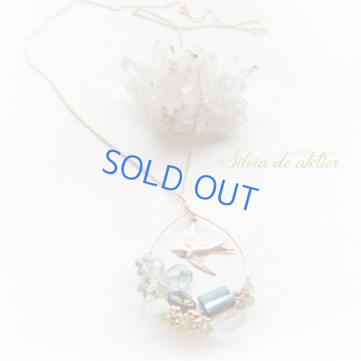 画像4: ＜1点もの＞天然石フレーム　バードケージ　約50cm14kgfネックレス (4)