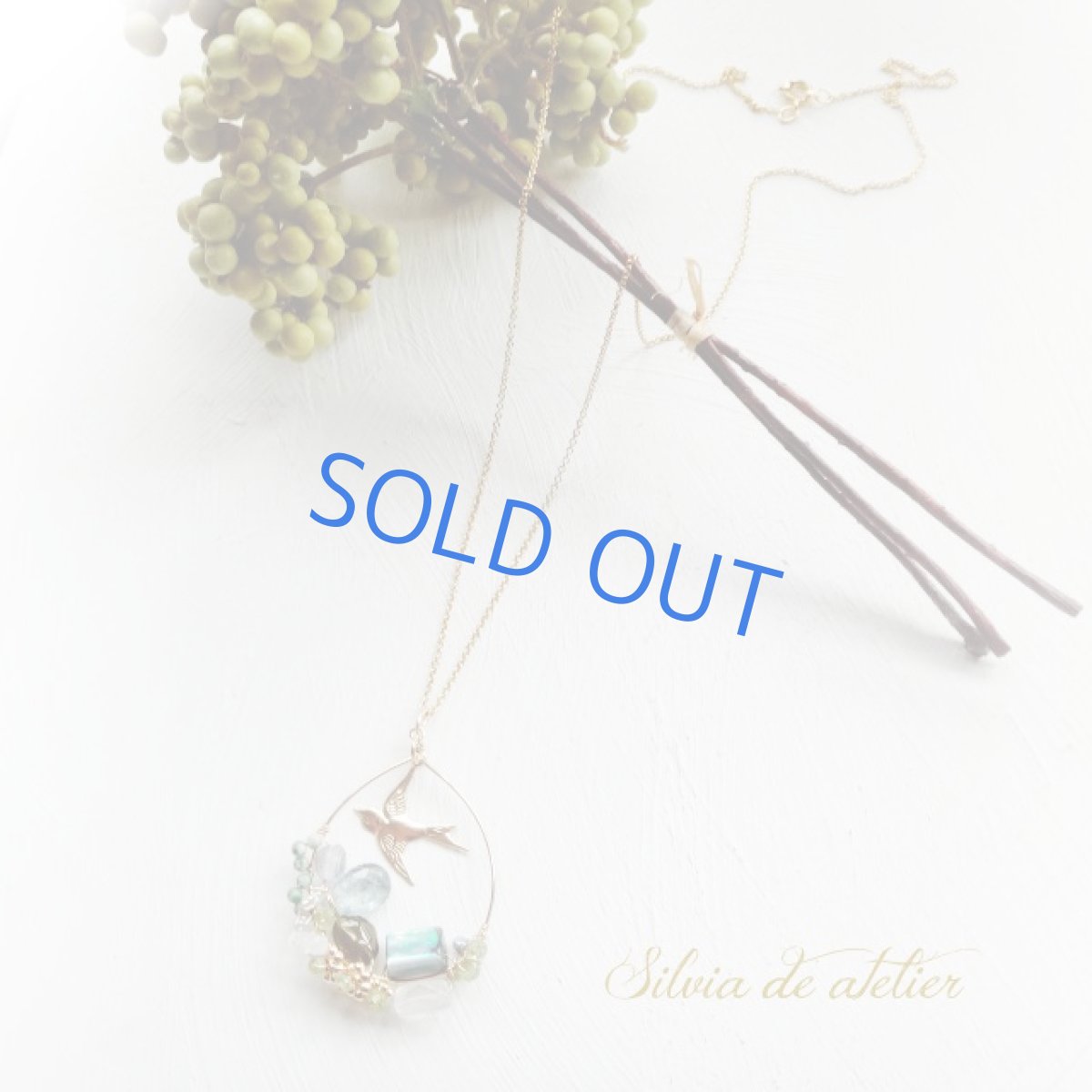 画像5: ＜1点もの＞天然石フレーム　バードケージ　約50cm14kgfネックレス (5)