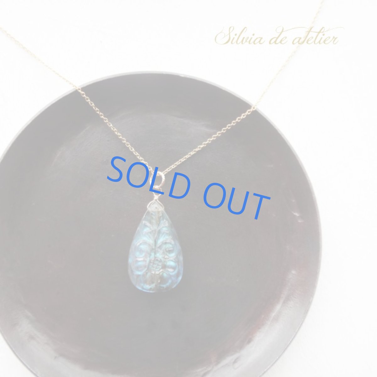 画像6: <残り1>大粒 ラブラドライト カービングフラワー ペアシェイプ 約50cm 14kgfネックレス (6)