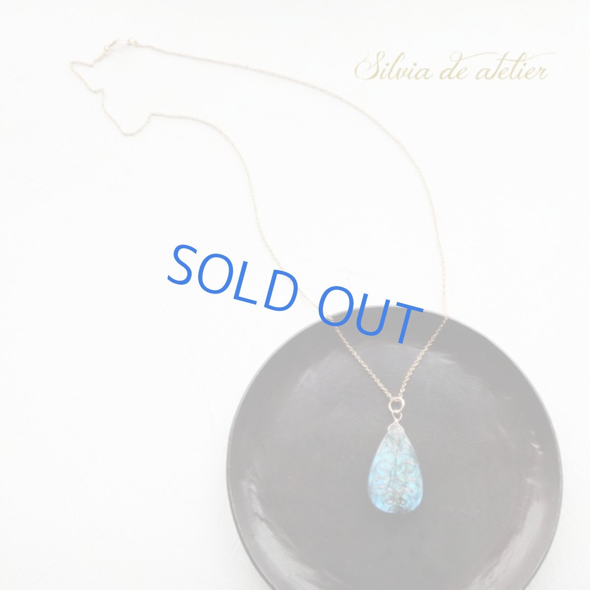 画像4: <残り1>大粒 ラブラドライト カービングフラワー ペアシェイプ 約50cm 14kgfネックレス (4)