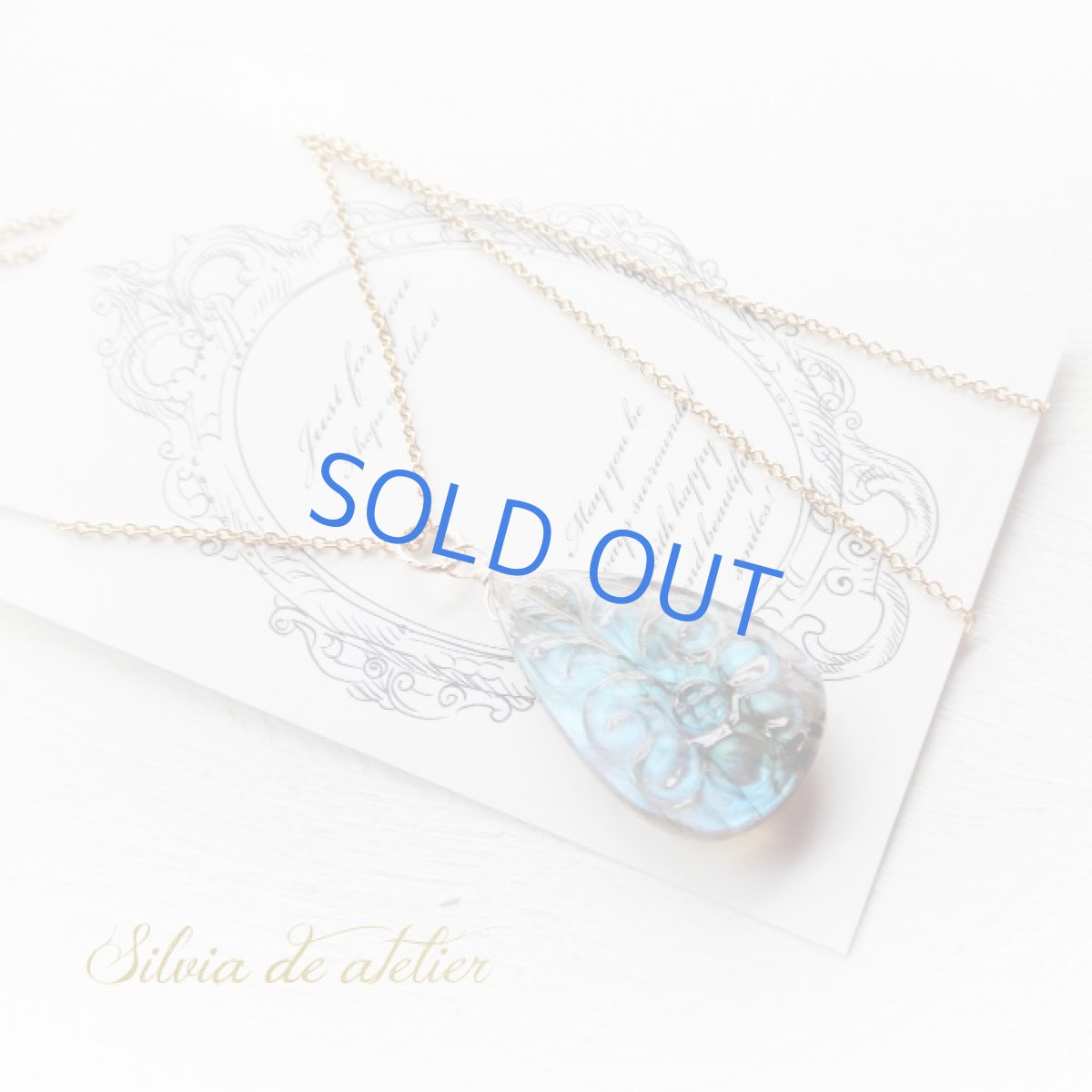 画像5: <残り1>大粒 ラブラドライト カービングフラワー ペアシェイプ 約50cm 14kgfネックレス (5)