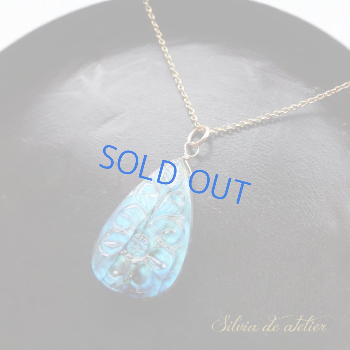 画像7: <残り1>大粒 ラブラドライト カービングフラワー ペアシェイプ 約50cm 14kgfネックレス (7)