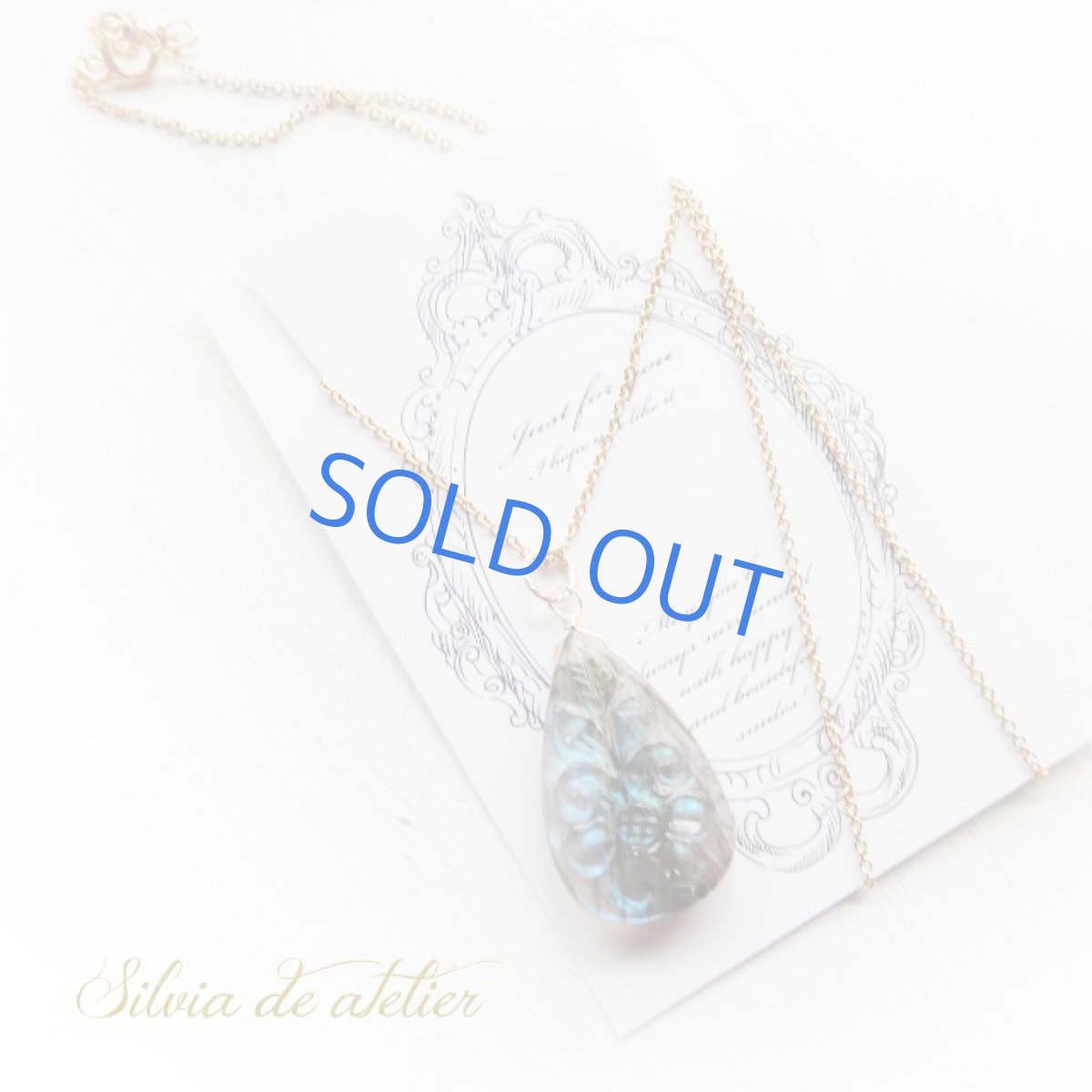 画像2: <残り1>大粒 ラブラドライト カービングフラワー ペアシェイプ 約50cm 14kgfネックレス (2)