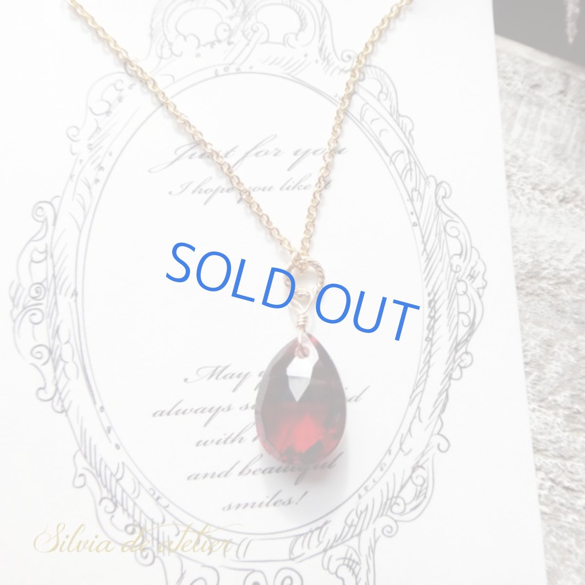 画像2: <残り1＞大粒　モザンビーク産ガーネット　ペアシェイプ　14kgfネックレス (2)