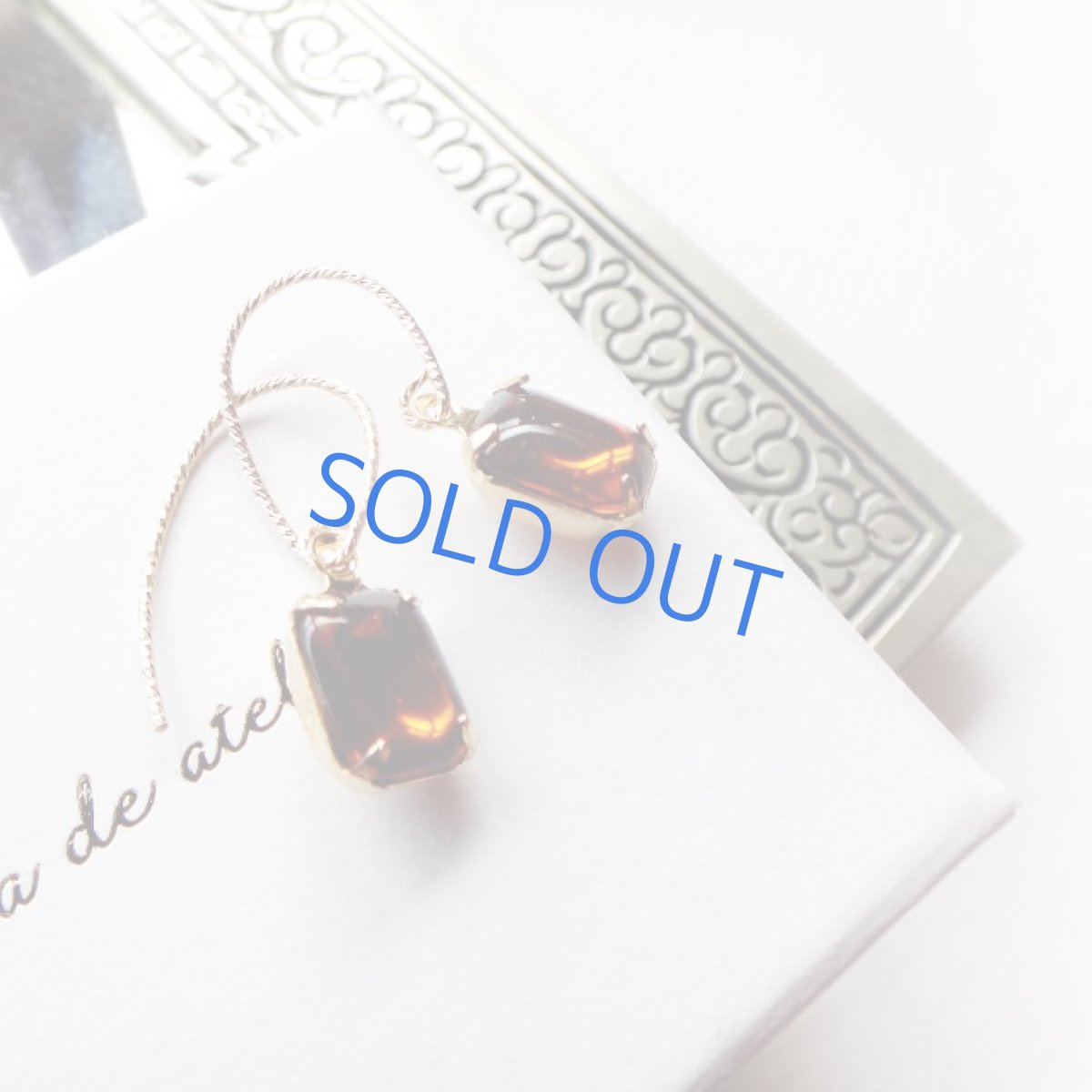 画像4: <限定1＞vintageコーヒーカラー　レクタングル　14kgfグリッターフックピアス (4)