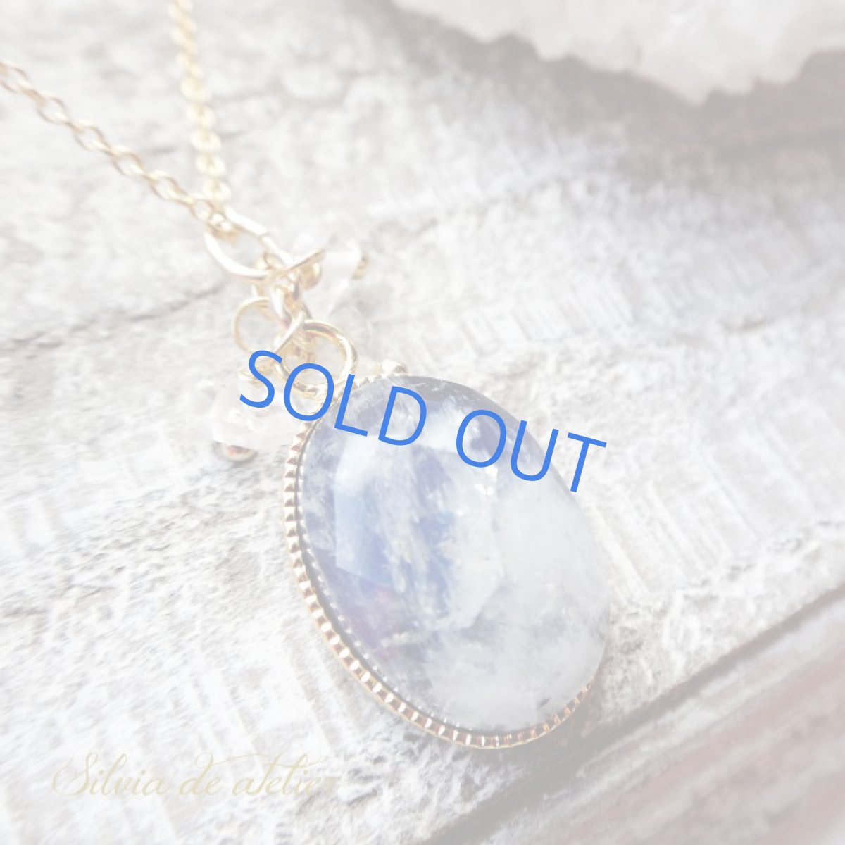 画像2: ヘマタイト＆レインボームーンストーン　カボション　14kgfネックレス約50cm (2)