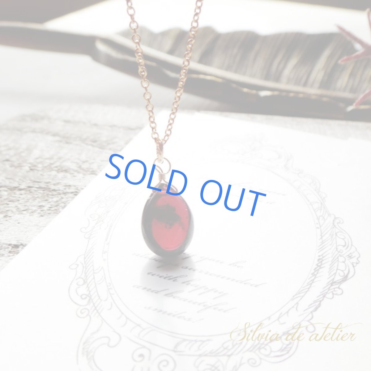 画像2: 大粒　ロードライトガーネット　スムースペアシェイプ　14kgfネックレス (2)