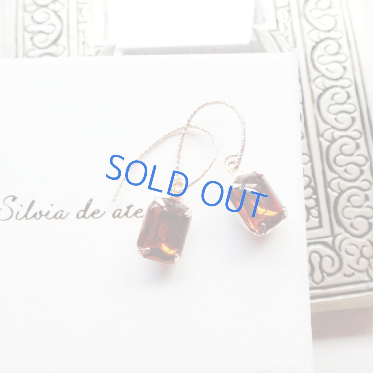 画像3: <限定1＞vintageコーヒーカラー　レクタングル　14kgfグリッターフックピアス (3)