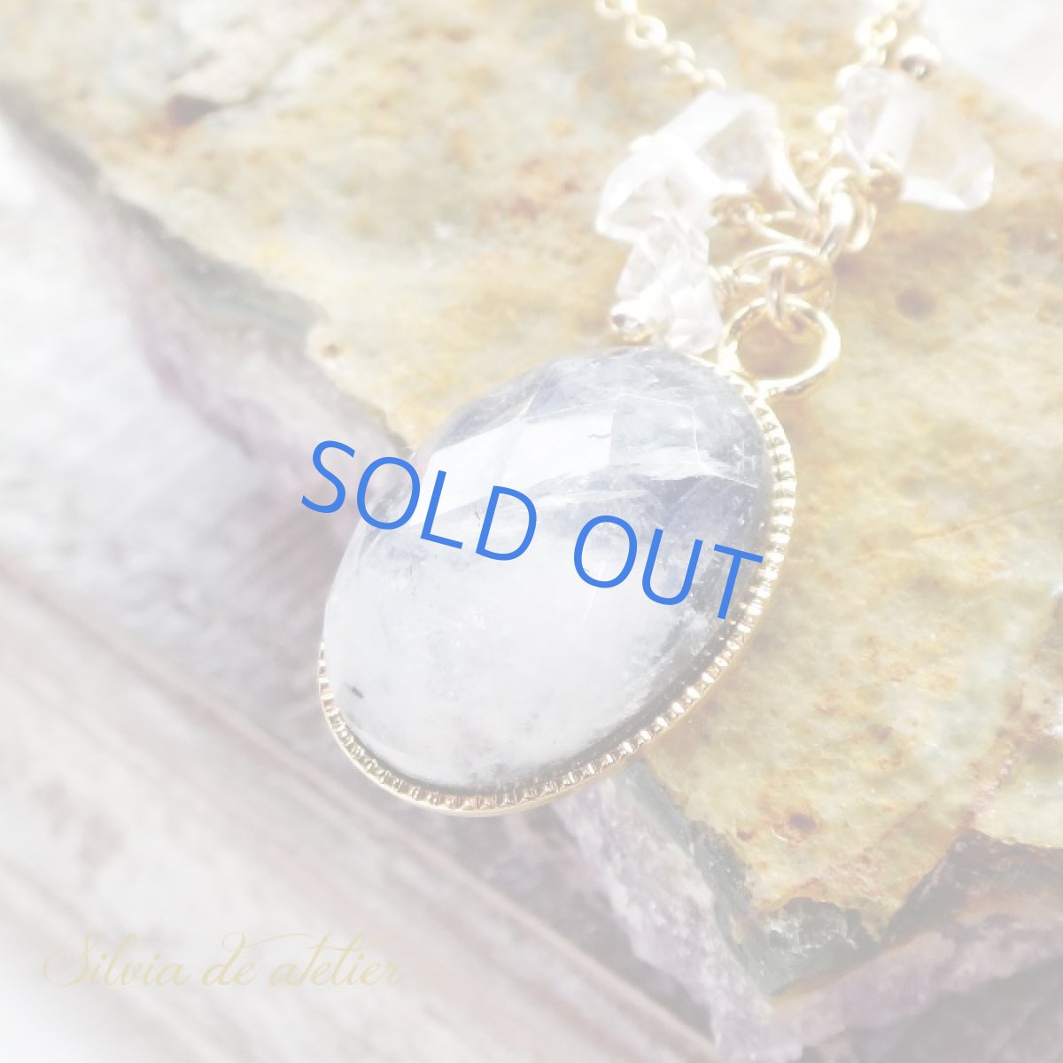 画像3: ヘマタイト＆レインボームーンストーン　カボション　14kgfネックレス約50cm (3)