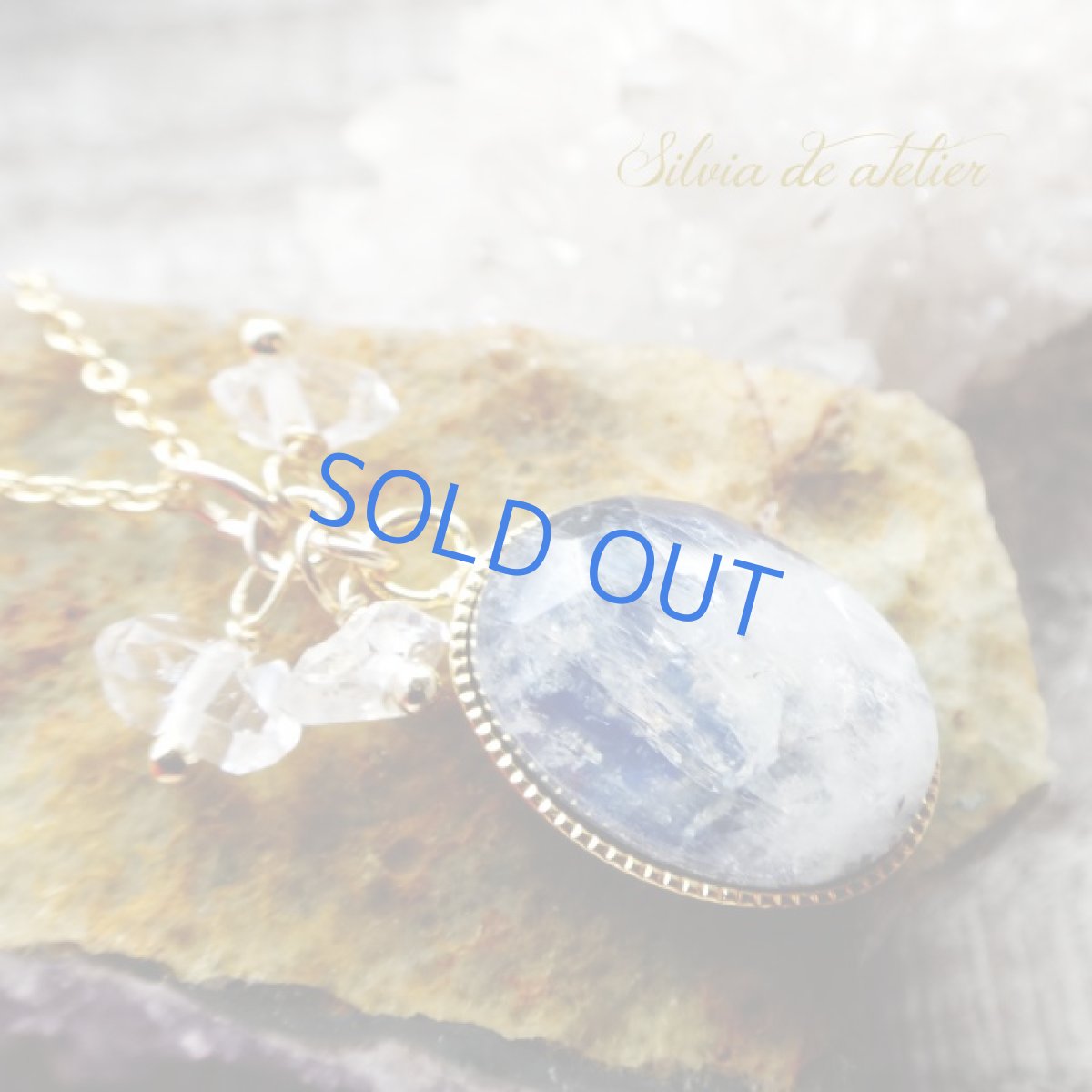 画像8: ヘマタイト＆レインボームーンストーン　カボション　14kgfネックレス約50cm (8)