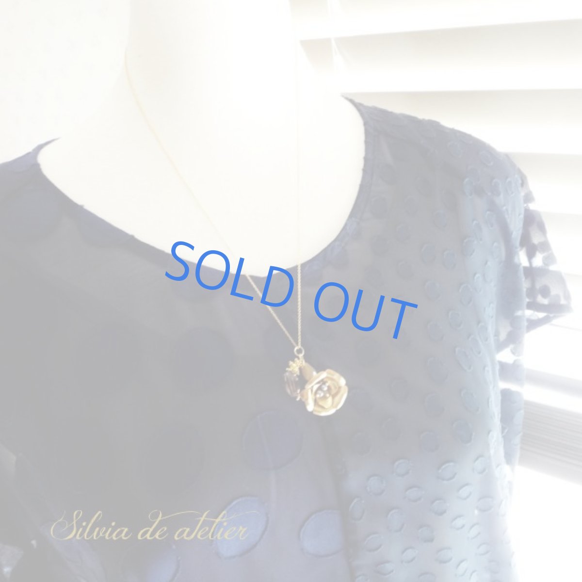 画像4: 1点もの　真鍮製ローズ　ペンダントチャーム　14kgfネックレス約50cm (4)