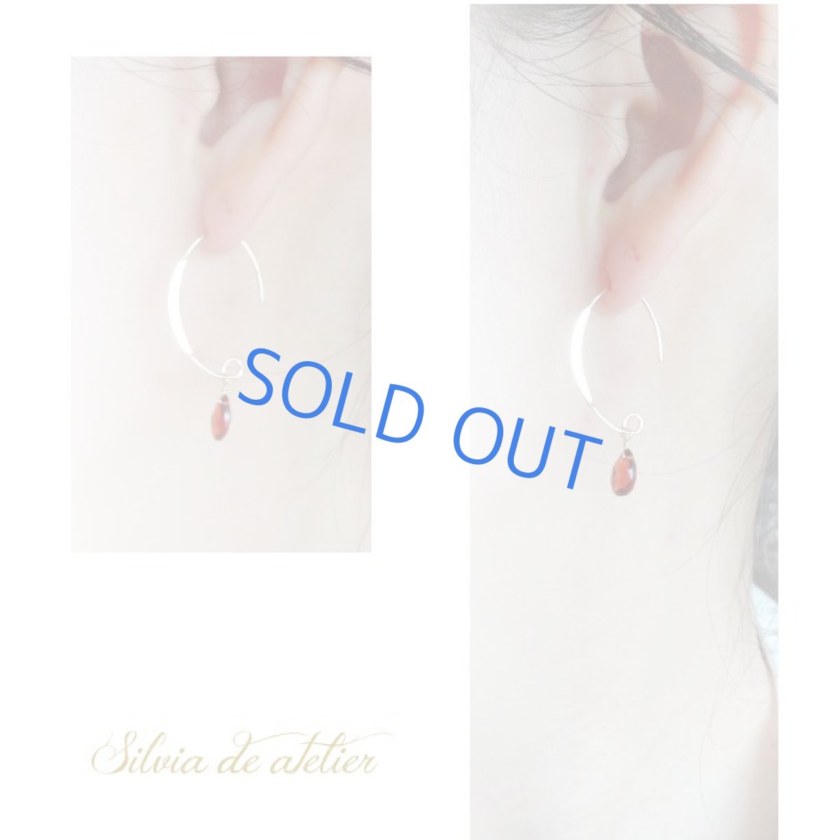 画像6: <1点もの＞モザンビークガーネット　ペアシェイプ　14kgfアーモンドフックピアス (6)