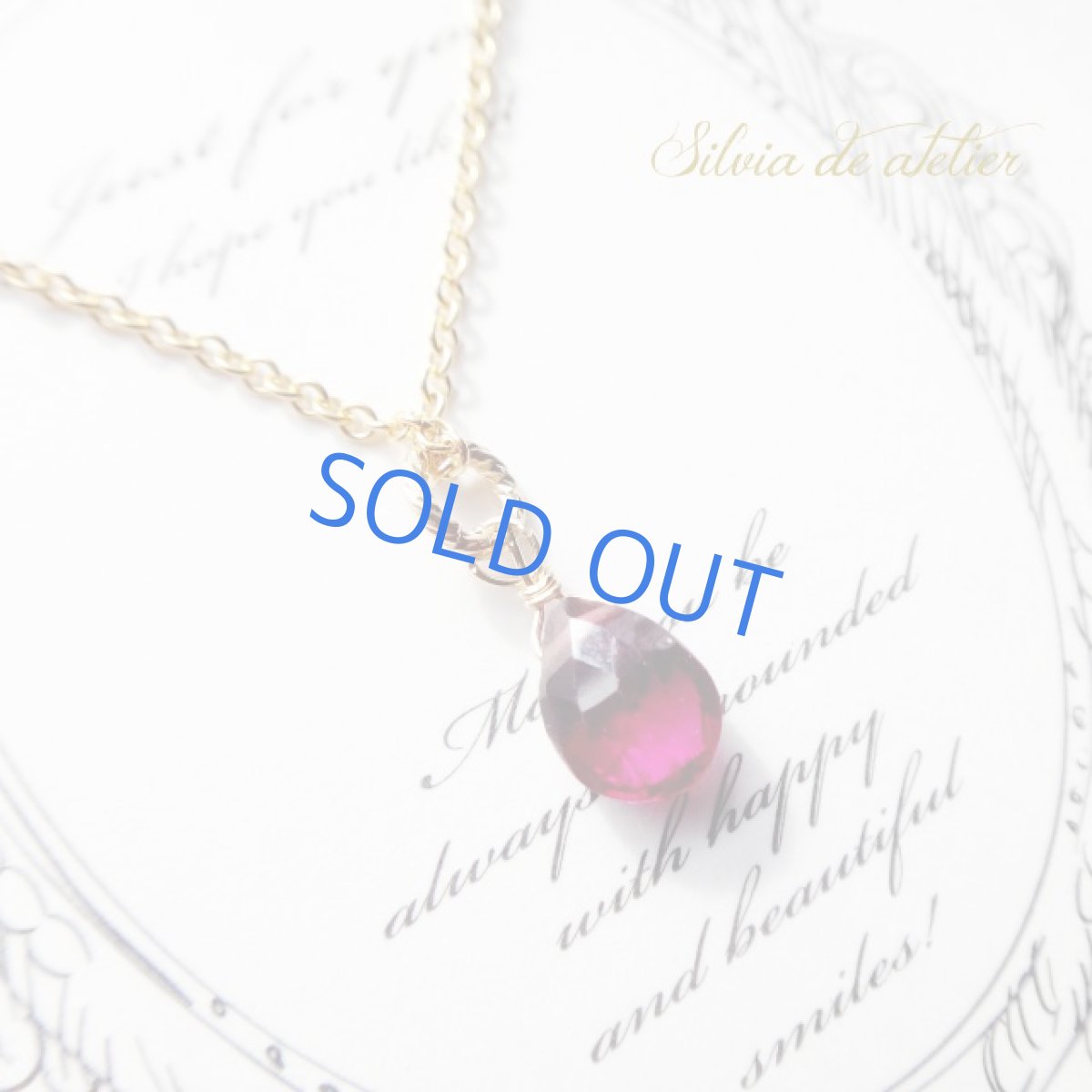 画像2: ミニ　ロードライトガーネット　ペアシェイプ　14kgfネックレス (2)