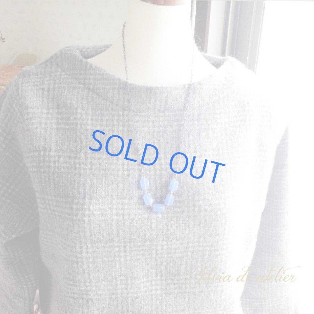 画像4: ブルーカルセドニー　ブルーチェーンネックレス (4)