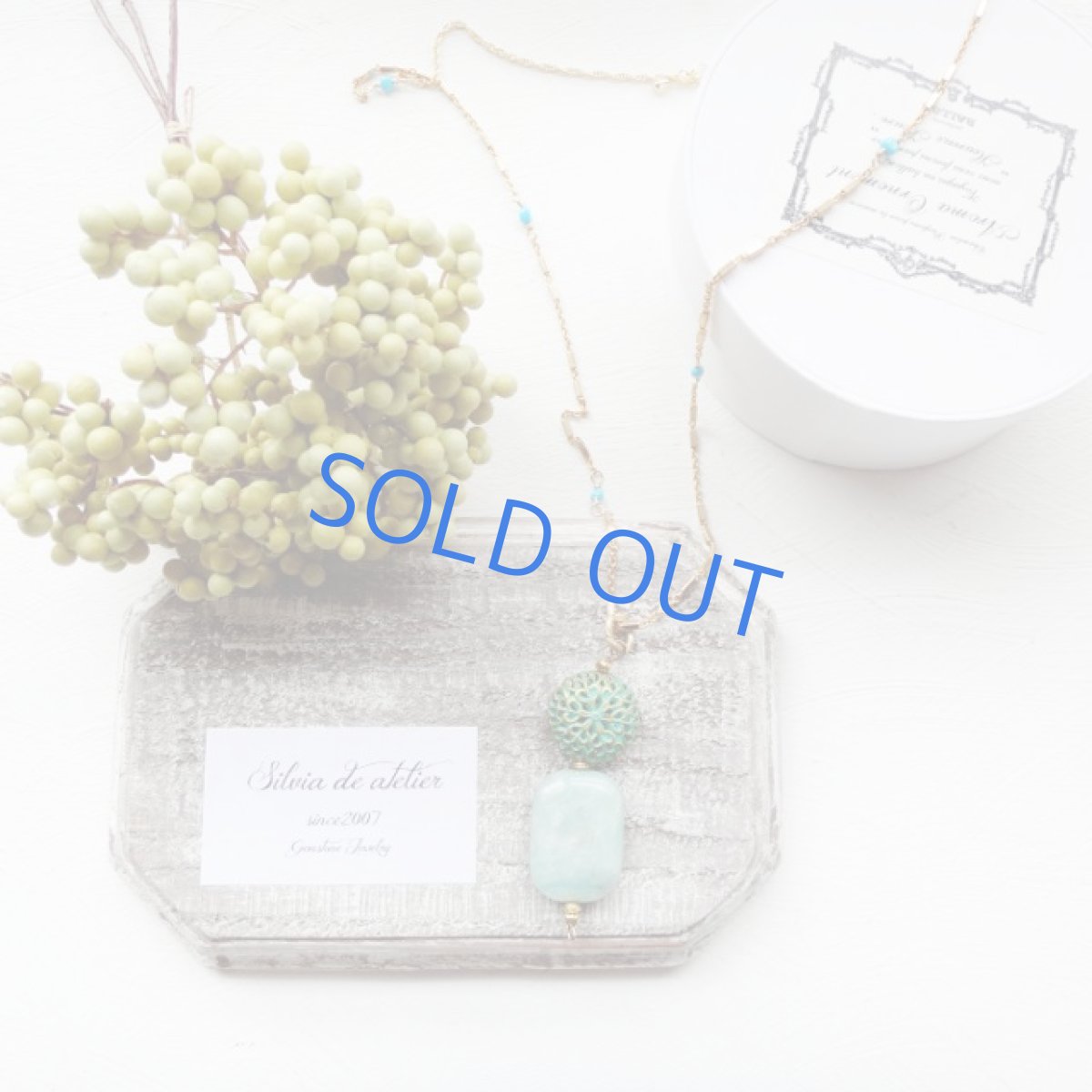 画像3: レクタングルアマゾナイト　ゴールドチェーンネックレス (3)