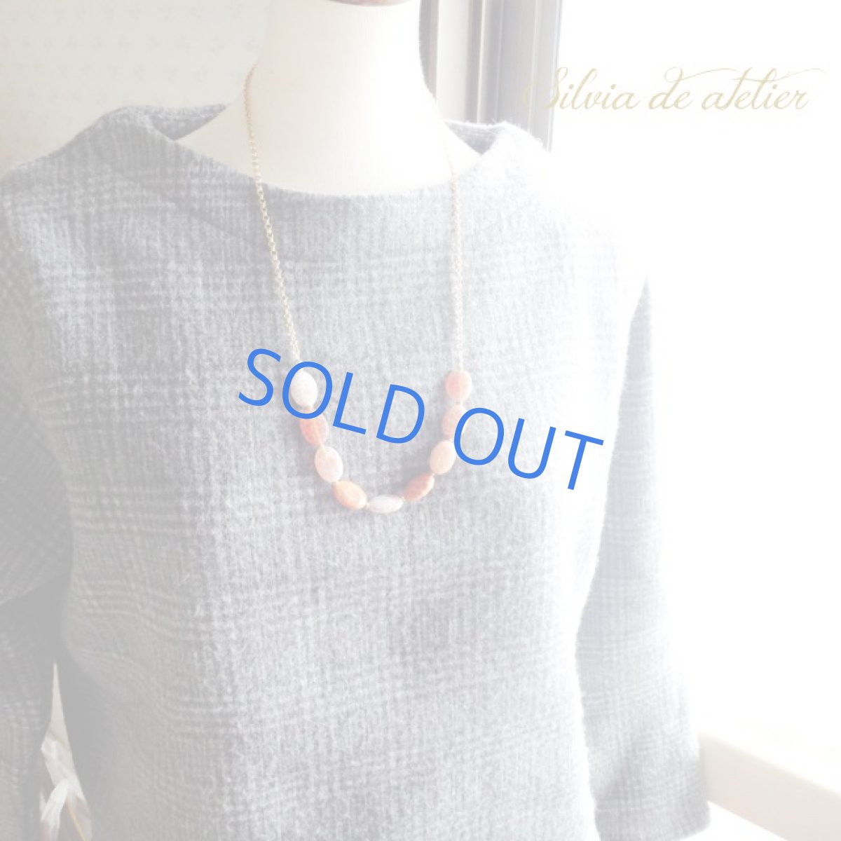 画像4: ファイアーアゲート　ゴールドチェーンネックレス (4)