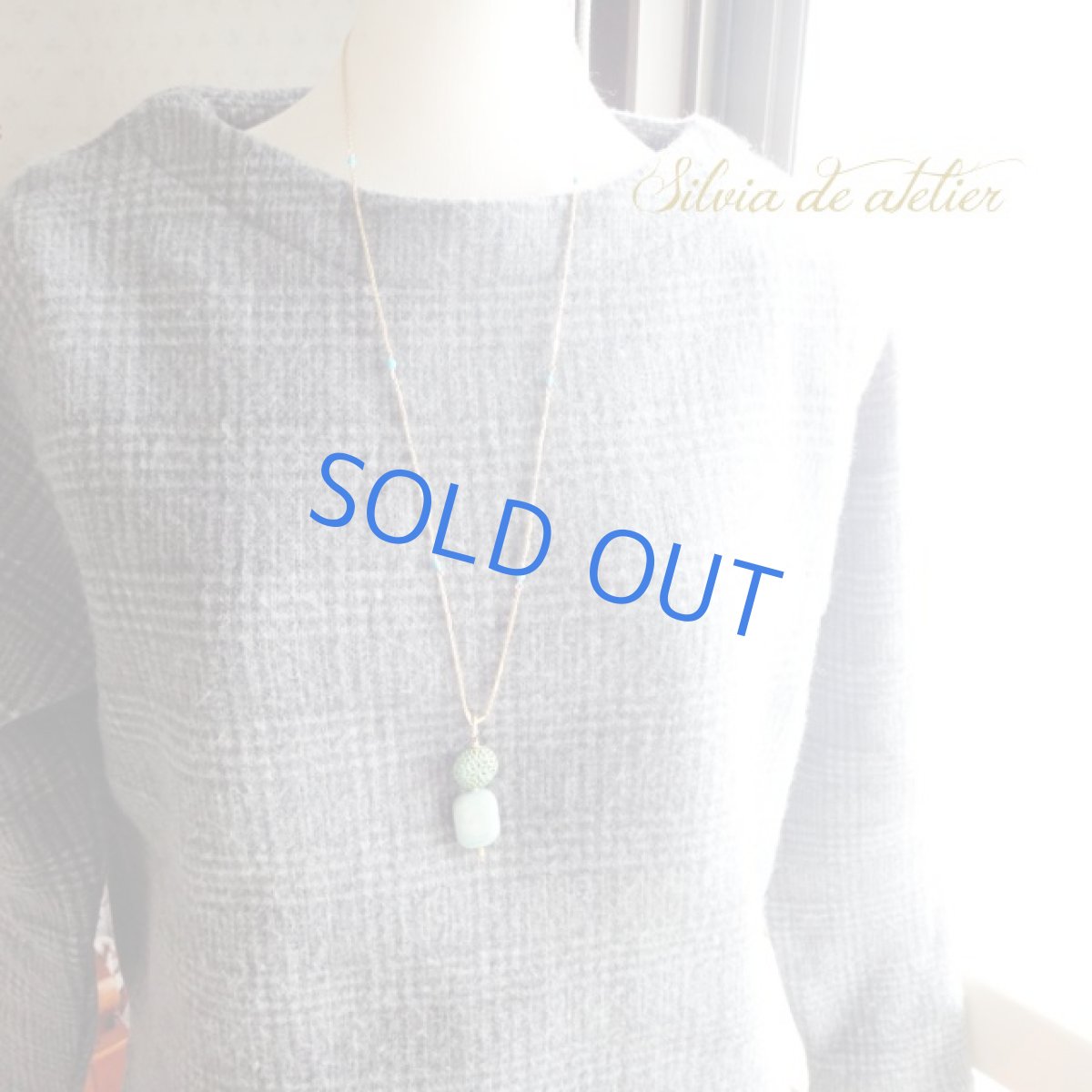 画像4: レクタングルアマゾナイト　ゴールドチェーンネックレス (4)