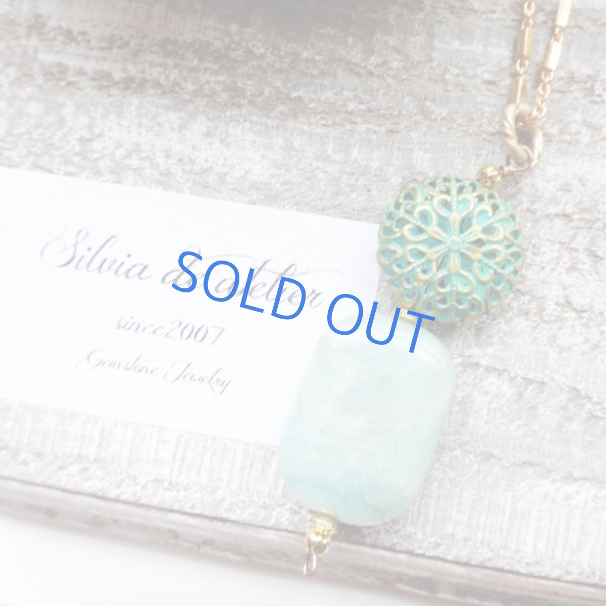 画像2: レクタングルアマゾナイト　ゴールドチェーンネックレス (2)