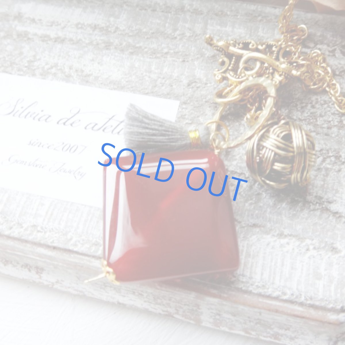 画像3: 大粒スクエア　カーネリアン　マンテル金具　ゴールドチェーンネックレス (3)