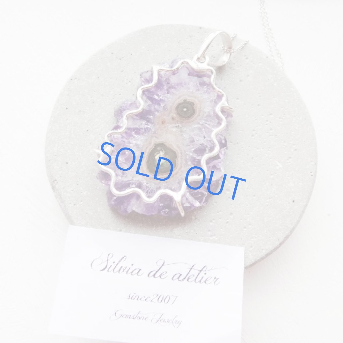 画像7: ＜1点もの・A＞アメジスト原石　ダブルフラワー　スライスジオード　ネックレスsilver925　75cm (7)