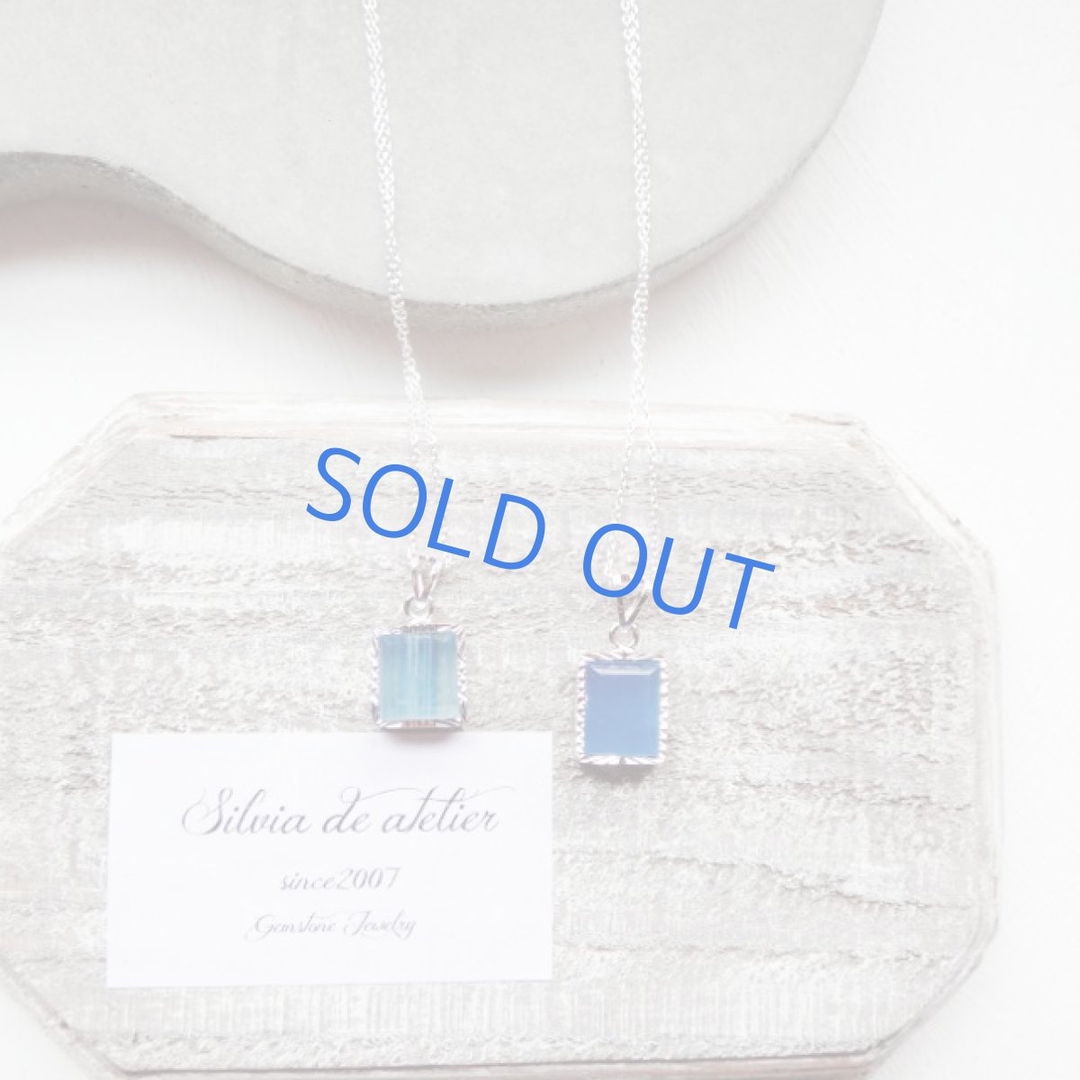 画像4: 1点もの　天然ブルーカルセドニー　ストライプ　　ネックレスsilver925　 (4)