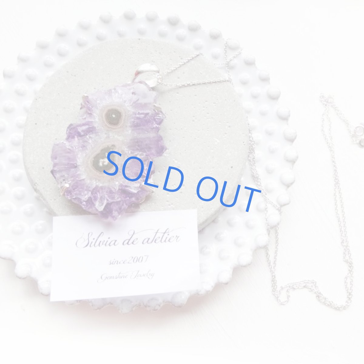 画像4: ＜1点もの・A＞アメジスト原石　ダブルフラワー　スライスジオード　ネックレスsilver925　75cm (4)