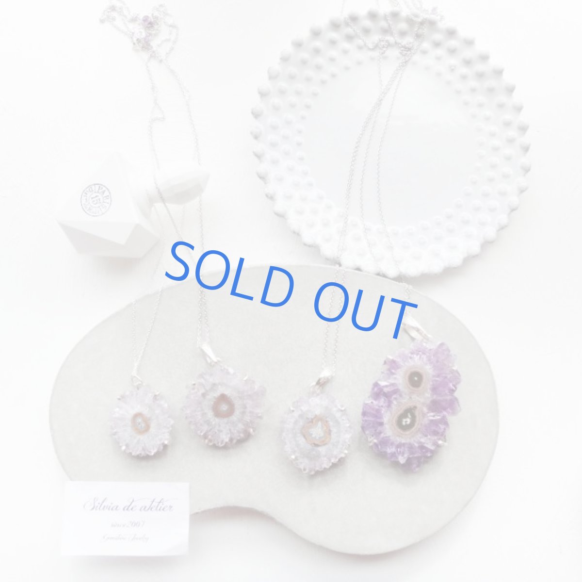 画像6: ＜1点もの・A＞アメジスト原石　ダブルフラワー　スライスジオード　ネックレスsilver925　75cm (6)